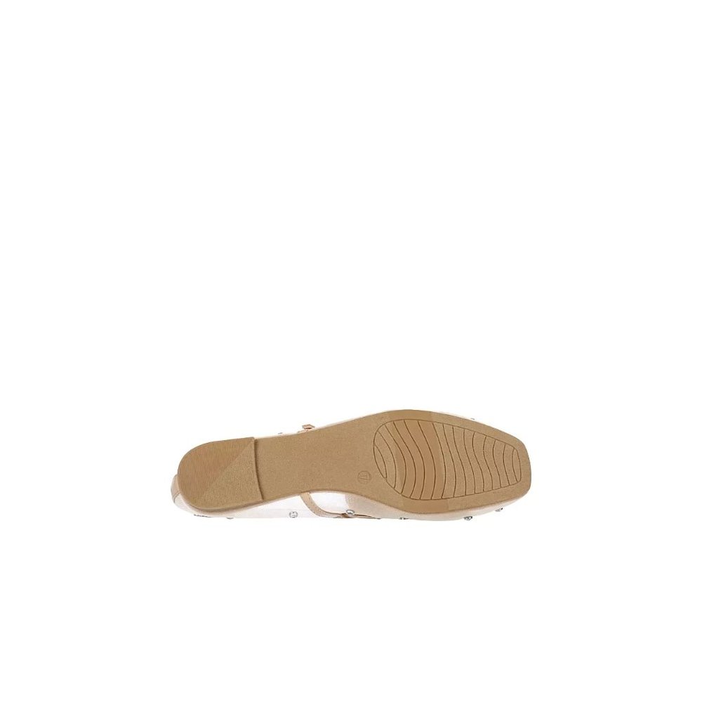 Miss Left Crystal-Embellished Mesh Flat Mary Jane Breathable Ballet Flats Ivory - Picture 5 of 6